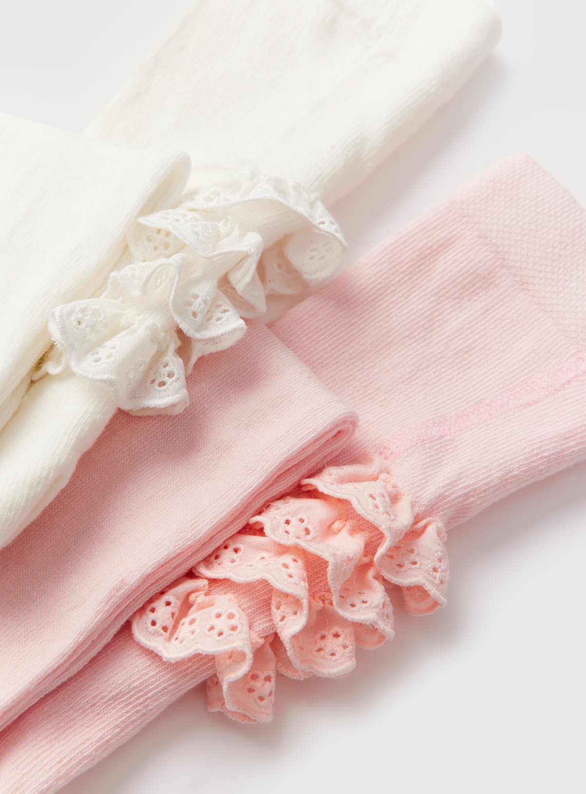Pink & White Frill Tights 2 Pack 6-12 months - Image 2 thumbnail